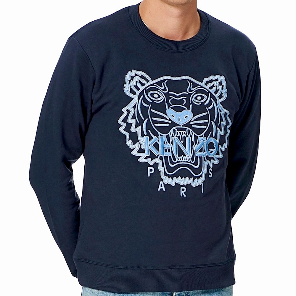 Kenzo Paris Men's Black Tiger Sweater Crewneck Knit Designer Size Medium